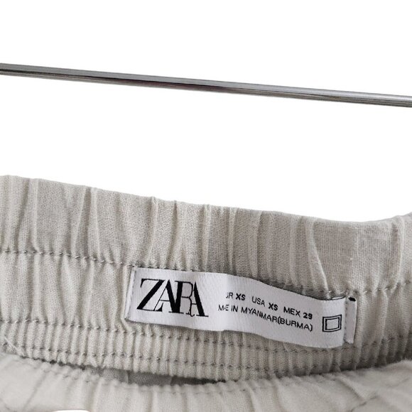 Zara Joggers Womens XS Cream Liken High-Rise Drawstring Lightweight Pants Beach - Picture 5 of 12